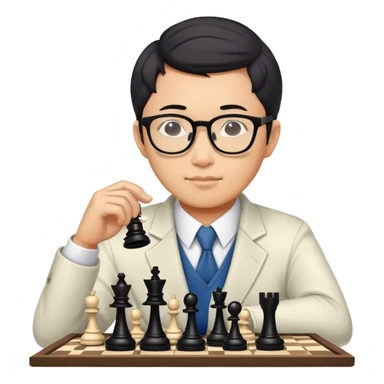 asian man with glasses playing chess sticker