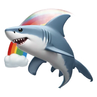 Shark with legs, riding a unicorn over a rainbow sticker