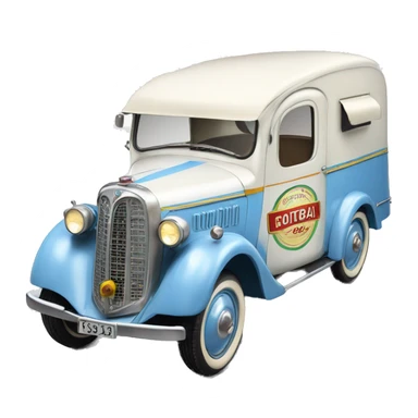 ice cream caravan,1935 fiat ,pearl blue  sticker