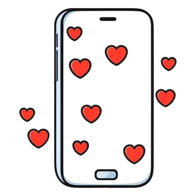 Smartphone with social media notifications and hearts floating sticker