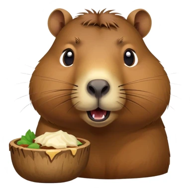 a capybara with a scared look on its face eating a cat sticker