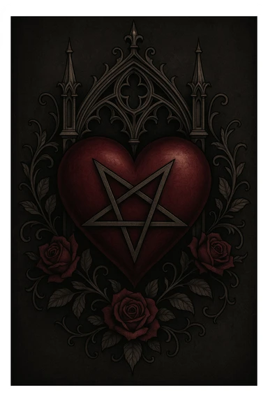 gothic heart with a pentagram sticker