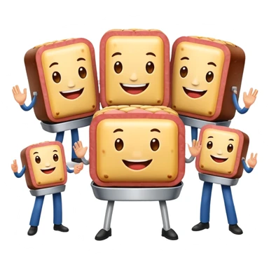 spam artists welcoming guests at a spam meat exhibition  sticker