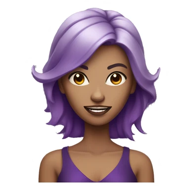 Light tan woman with purple eyes, black and purple hair, and purple demon horns  sticker