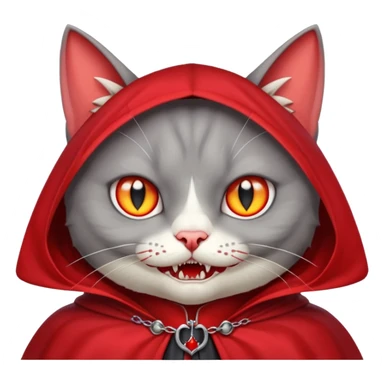 grey cat-vampire-in-red-collar-cloak sticker
