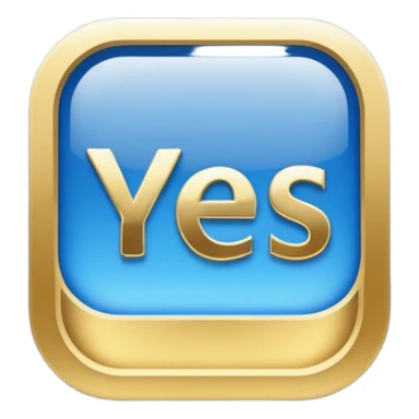 the word "yes" in blue and gold sticker