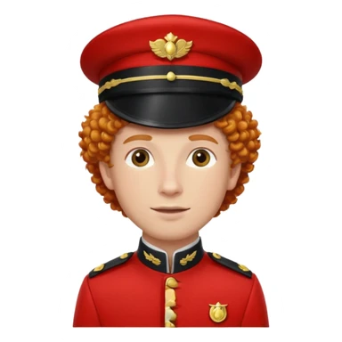 bellboy face big curly hair ginger bellboy hat sticker