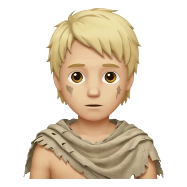 ancient white boy, tattered animal cloth sticker