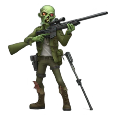Zombie fantasy wearing a sniper sticker