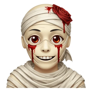 halloween mummy smiling and with blood stains sticker