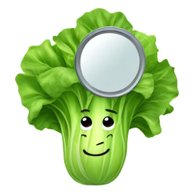 lettuce with a happy face holds a mirror in his hand and looks at it sticker