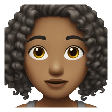 Girl with dark brow eye, small lips, curly dark long hair  sticker