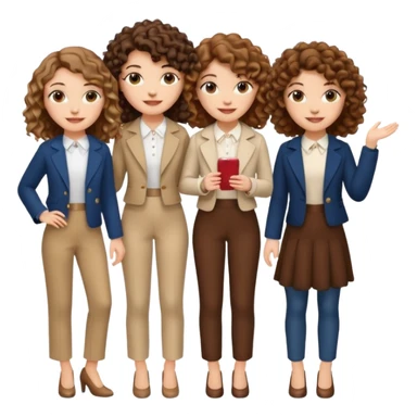 3 white girls, all of off this with brown hair but one whit straight one whit curly and one whit very curly(aesthetic)and chic clothes sticker