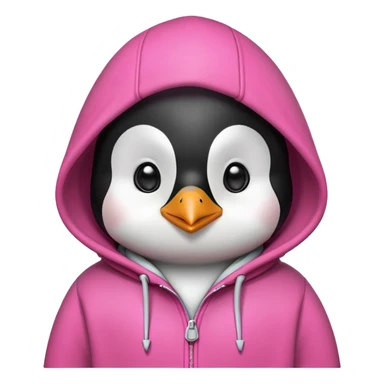Pinguin with a pink hoodie sticker