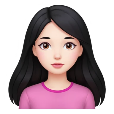 Clean girl long and black Hair an pink cheeks sticker