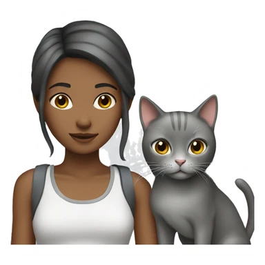 girl with a gray cat sticker