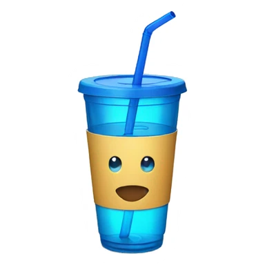 blue water cup with blue straw and blue lid sticker