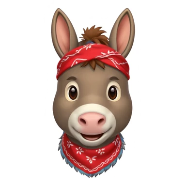 smiling donkey with a red bandana sticker