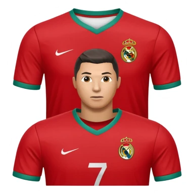 red football shirt with Ronaldo 7 on the back sticker