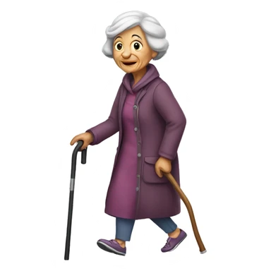 Cane walking old woman sticker