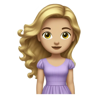 golden brown straight hair green eyes lavender dress sticker
