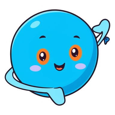 Neptune planet with azure blue surface and a happy face with big eyes sticker