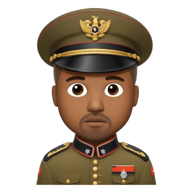 Kanye West cartoon character in historical German soldier outfit sticker