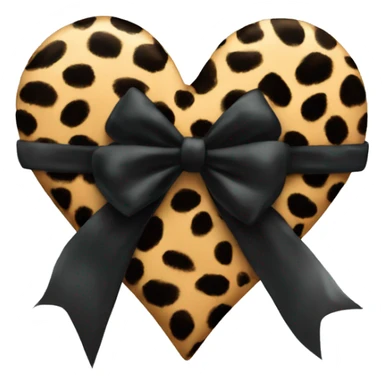 leopard print heart with tied black bow sticker