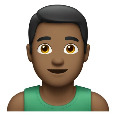 a white  man with short black hair wearing a green Tshirt and blue jeans sticker