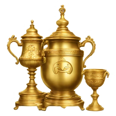 Golden royal samovar with bubliki beside  sticker