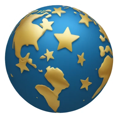 Globe with gold stars sticker