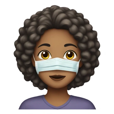 Mixed raced girl with waxy hair with face mask sticker