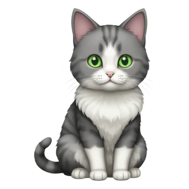 full body small short hair dark grey and white cat sticker