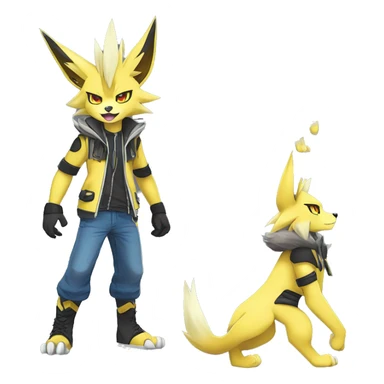 Anthro Edgy Cool Zeraora-Lombax-Werewolf-Jolteon-Pokémon-Fakémon Full Body Detailed High Quality sticker