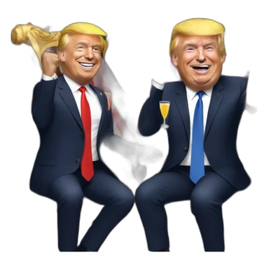 trump and macron partying sticker