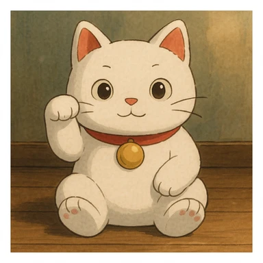 White Chinese lucky cat plushie  sticker