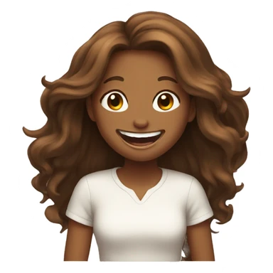 brown colored long haired girl laughing  sticker