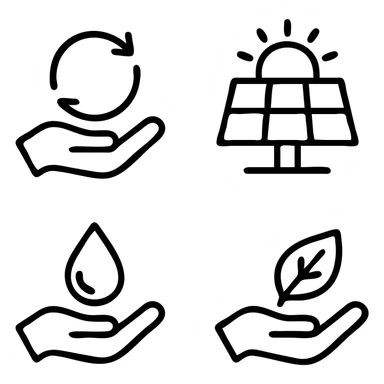 Hand Icons. Ecology and environment icon set. Green energy, recycling, and sustainability symbols. Vector collection for eco-friendly concepts like solar power, clean water, and nature care sticker