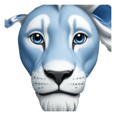 Blue and white lion sticker