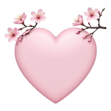 white heart emoji with a sakura branch sticker