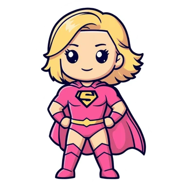 superhero girl with blonde hair and pink outfit sticker
