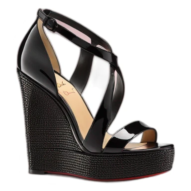 Platform wedges black patent louboutin sandal sticker