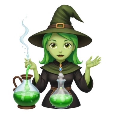 green witch cooking potion sticker