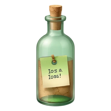 glass bottle with a paper message inside like in movie green old  sticker
