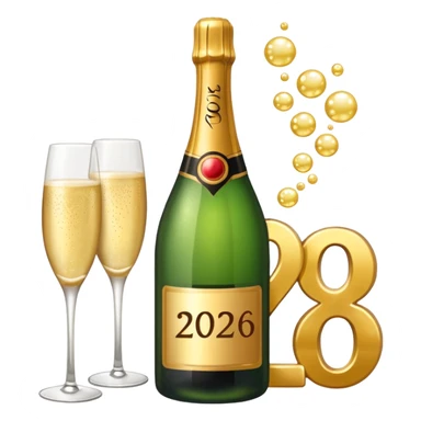 the number 2026 with champagne sticker