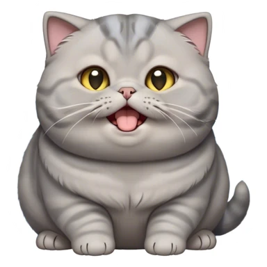 Cinematic Cute Chubby Grey Munchkin Scottish Fold Cat Portrait Emoji, Adorable folded ears and tiny, stubby legs making it irresistibly cute, round and plump body, head tilted playfully and yawning, sleek soft grey fur with subtle blue undertones, big, sparkling yellow eyes, Simplified yet adorable features, highly detailed, glowing with a warm, friendly glow, high shine, curious yet calm, stylized with a touch of whimsy, bright and endearing, soft glowing outline, capturing the essence of a mischievous yet loving and lazy kitty with its signature folded ears and tiny legs, so cute it feels like it could stretch out of the screen and cuddle! sticker