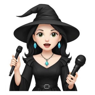 Witch singing with micro, half body sticker