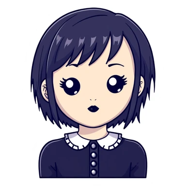 pale skin goth girl with black hair sticker