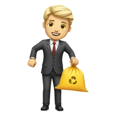 white business man throwing in trash sticker