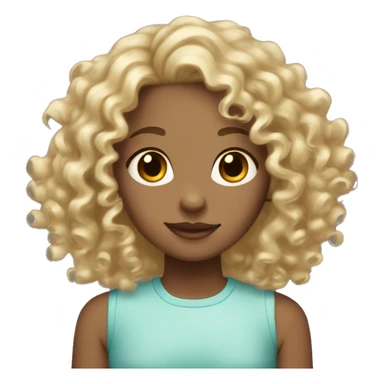 Curly haired girl with blonde streaks in her hair, light skin and hazel eyes sticker